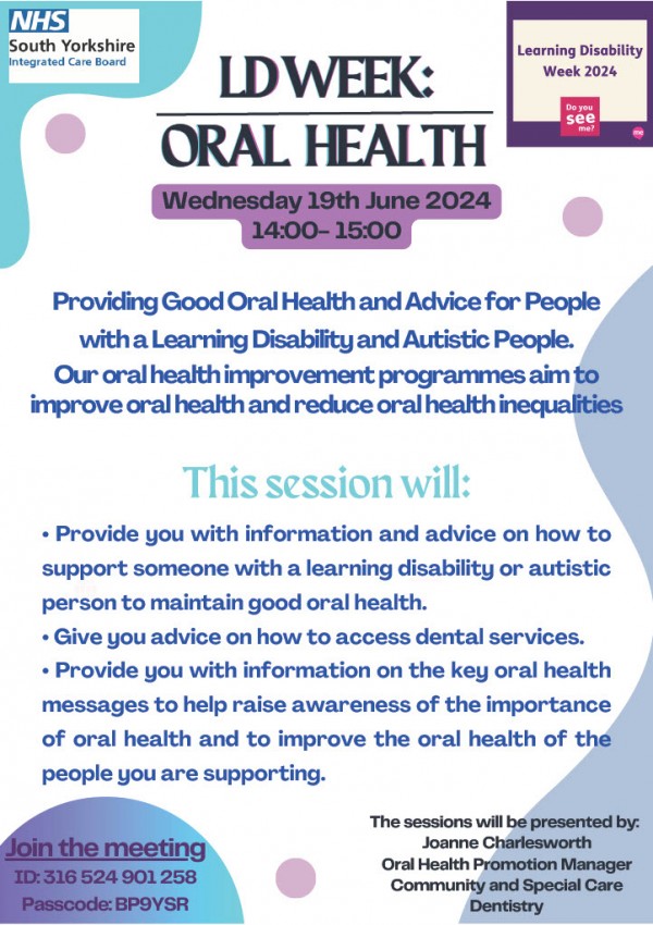 LDWEEK: ORAL HEALTH - Wednesday 19th June 2024, 2pm-3pm