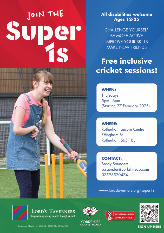 Age 12-25 year old -  - All disabilities welcome.  Where:  Rotherham Leisure Complex When: Thursday - 5pm - 6pm